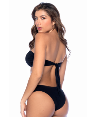 Bikini Bandeau Noir avec Anneau Central 